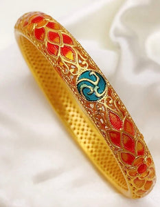 Textured Gold Dragon Engraved Bracelet
