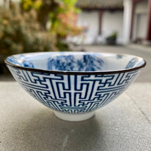 Load image into Gallery viewer, Blue &amp; White Porcelain Teacup - Chinese Architecture Pattern
