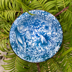 Blue & White Porcelain Teacup - Floral Pattern