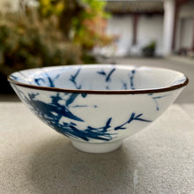 Load image into Gallery viewer, Blue &amp; White Porcelain Teacup - Bamboo Pattern
